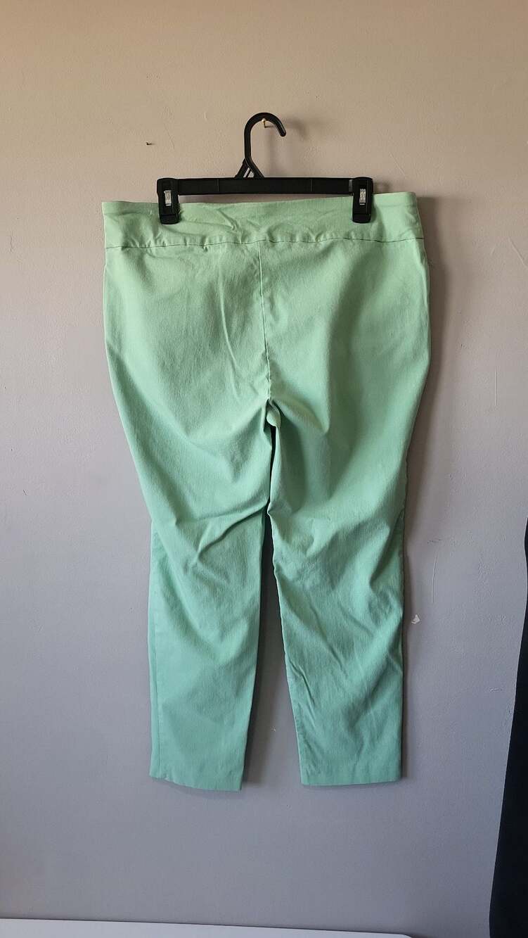 Van Heusen Women's 16 Short Mint Green Stretch Tummy Control Pull-On Ankle Pants - Picture 2 of 4